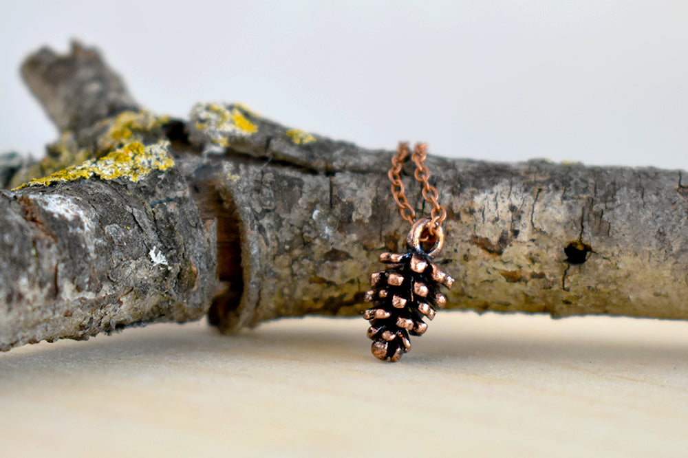 Copper Pine Cone Necklace | Nature Jewelry | Fall Pinecone Charm Necklace - Enchanted Leaves - Nature Jewelry - Unique Handmade Gifts