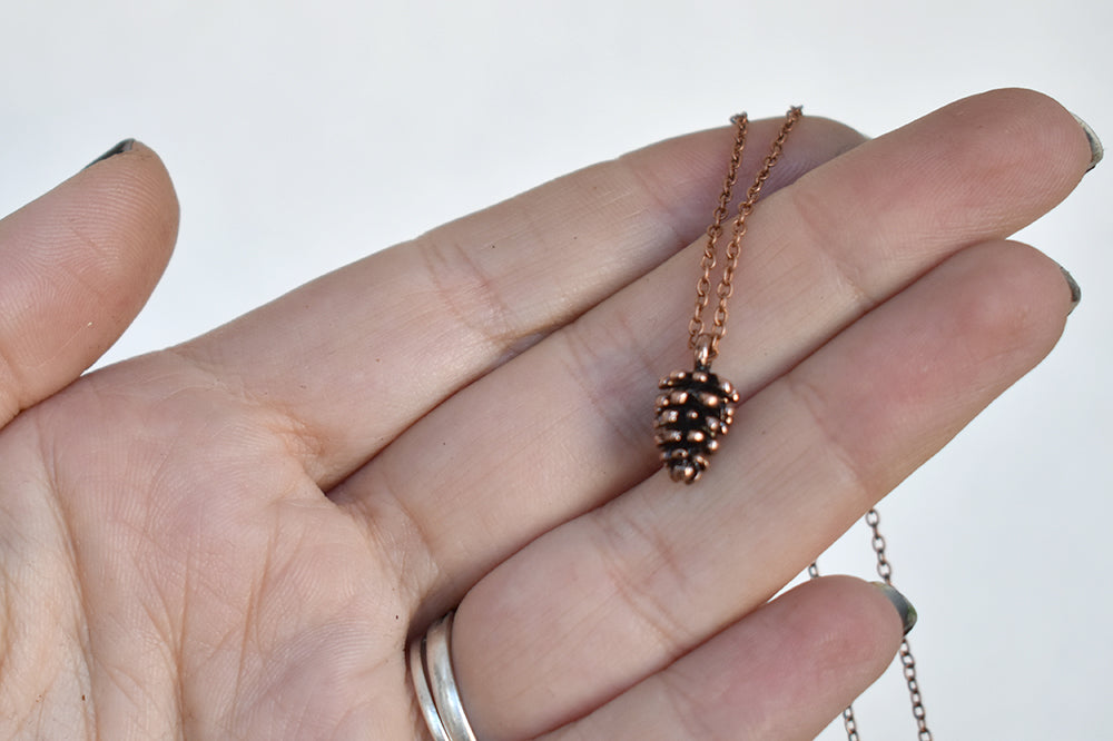 Copper Pine Cone Necklace | Nature Jewelry | Fall Pinecone Charm Necklace - Enchanted Leaves - Nature Jewelry - Unique Handmade Gifts