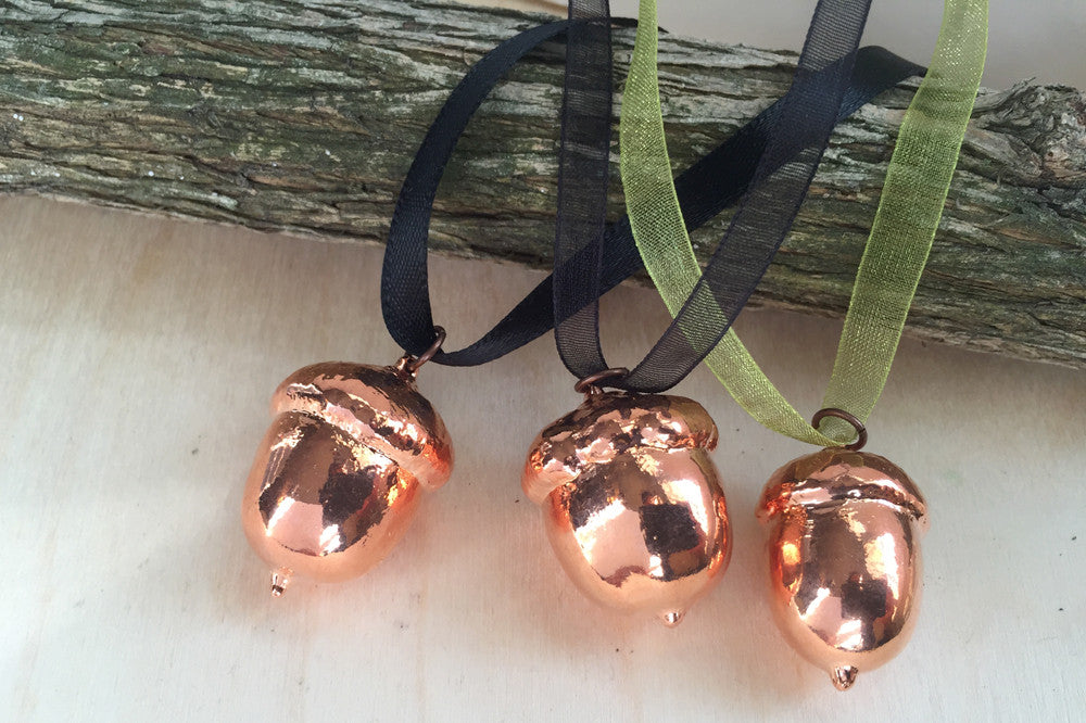 Real Acorn Ornament | Copper Fall Ornament | Electroformed Nature - Enchanted Leaves - Nature Jewelry - Unique Handmade Gifts