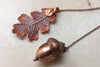 Real Acorn and Oak Leaf Lariat | Copper Electroformed Leaf & Acorn Necklace | Fall Nature Jewelry - Enchanted Leaves - Nature Jewelry - Unique Handmade Gifts