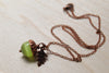 Moss & Copper Acorn Necklace | Nature Jewelry | Green Gemstone Acorn | Fall Acorn Charm Necklace - Enchanted Leaves - Nature Jewelry - Unique Handmade Gifts