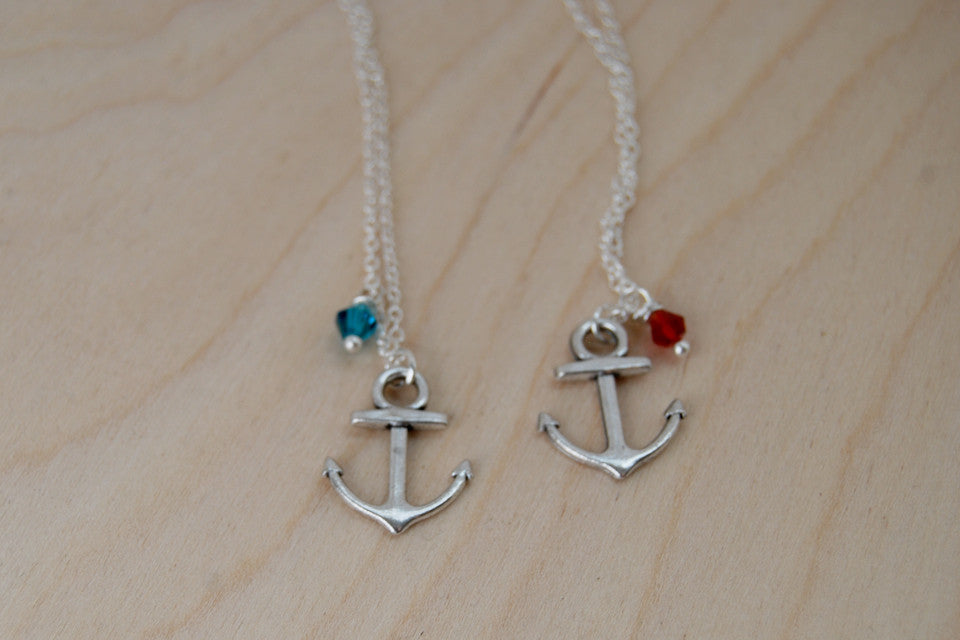Anchor BFF Necklace (Sold Singly) | Silver Anchor Charm | Nautical Bridesmaid Gifts | Best Friend Charm Necklace - Enchanted Leaves - Nature Jewelry - Unique Handmade Gifts