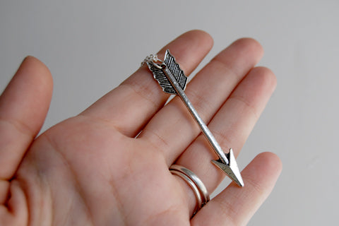 Stay Alive | Silver Arrow Pendant | Boho Arrow Necklace - Enchanted Leaves - Nature Jewelry - Unique Handmade Gifts