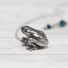 Poison Dart Frog Necklace | Dark Silver Frog Pendant | Rainforest Tree Frog Jewelry