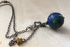 Earth & Moon Necklace | Gemstone Space Planet Necklace | Unique Science Pendant Necklace - Enchanted Leaves - Nature Jewelry - Unique Handmade Gifts