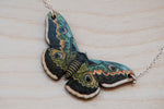 Emperor Moth Necklace | Moth Charm Necklace | Woodland Forest Moth - Enchanted Leaves - Nature Jewelry - Unique Handmade Gifts