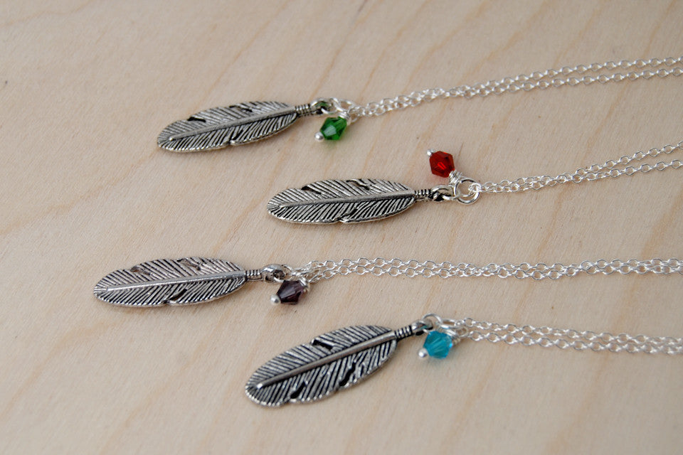 Birds of a Feather BFF Necklace (Sold Singly) | Silver Feather Charm | Nature Bridesmaid Gifts | Best Friend Charm Necklace - Enchanted Leaves - Nature Jewelry - Unique Handmade Gifts