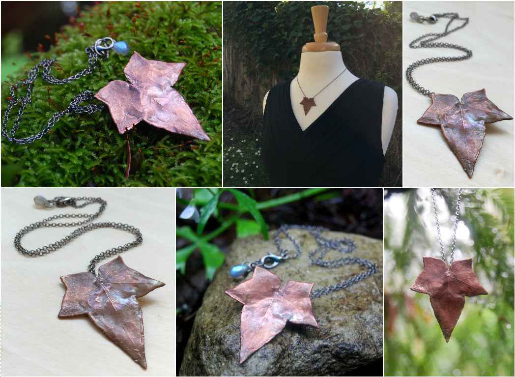 Copper Ivy Leaf Necklace | Electroformed Real Ivy Leaf Pendant | Woodland Nature Jewelry - Enchanted Leaves - Nature Jewelry - Unique Handmade Gifts