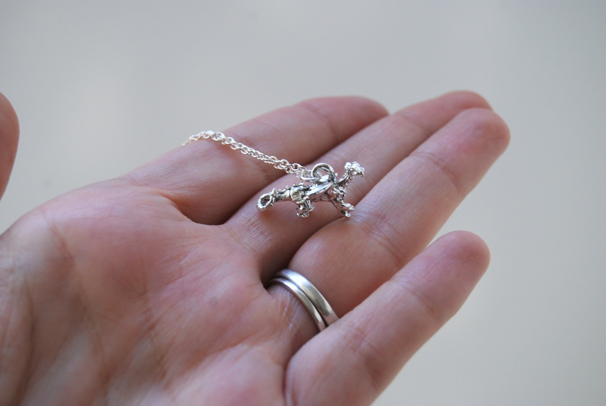 Teeny Tiny Silver Dragon Necklace | Cute Fantasy Charm Necklace | Dragon Charm Necklace - Enchanted Leaves - Nature Jewelry - Unique Handmade Gifts