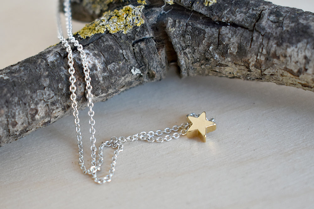 Teeny Tiny Gold Star Necklace | Cute Little Star Charm Necklace | Simple Jewelry - Enchanted Leaves - Nature Jewelry - Unique Handmade Gifts