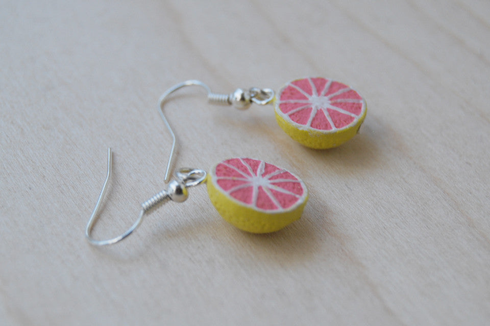 Fresh Grapefruit Earrings | Handmade Grapefruit Charm Earrings - Enchanted Leaves - Nature Jewelry - Unique Handmade Gifts