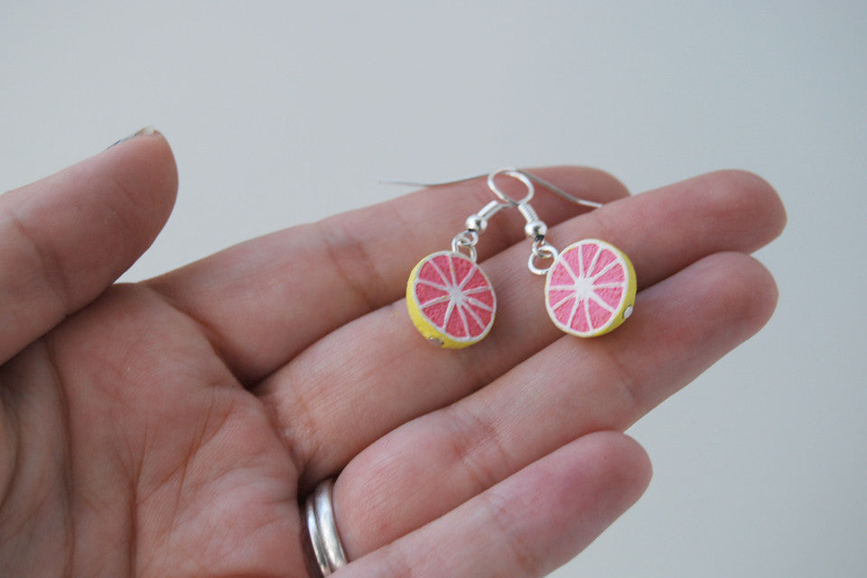 Fresh Grapefruit Earrings | Handmade Grapefruit Charm Earrings - Enchanted Leaves - Nature Jewelry - Unique Handmade Gifts