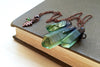 Green Forest Aura Crystal Trio Necklace | Electroformed Crystal Necklace | Green Quartz Pendant - Enchanted Leaves - Nature Jewelry - Unique Handmade Gifts
