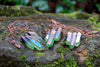 Green Forest Aura Crystal Trio Necklace | Electroformed Crystal Necklace | Green Quartz Pendant - Enchanted Leaves - Nature Jewelry - Unique Handmade Gifts