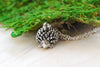 Teeny Tiny Hedgehog Necklace | Cute Silver Forest Hedgehog Charm Necklace | Hedgie Jewelry - Enchanted Leaves - Nature Jewelry - Unique Handmade Gifts
