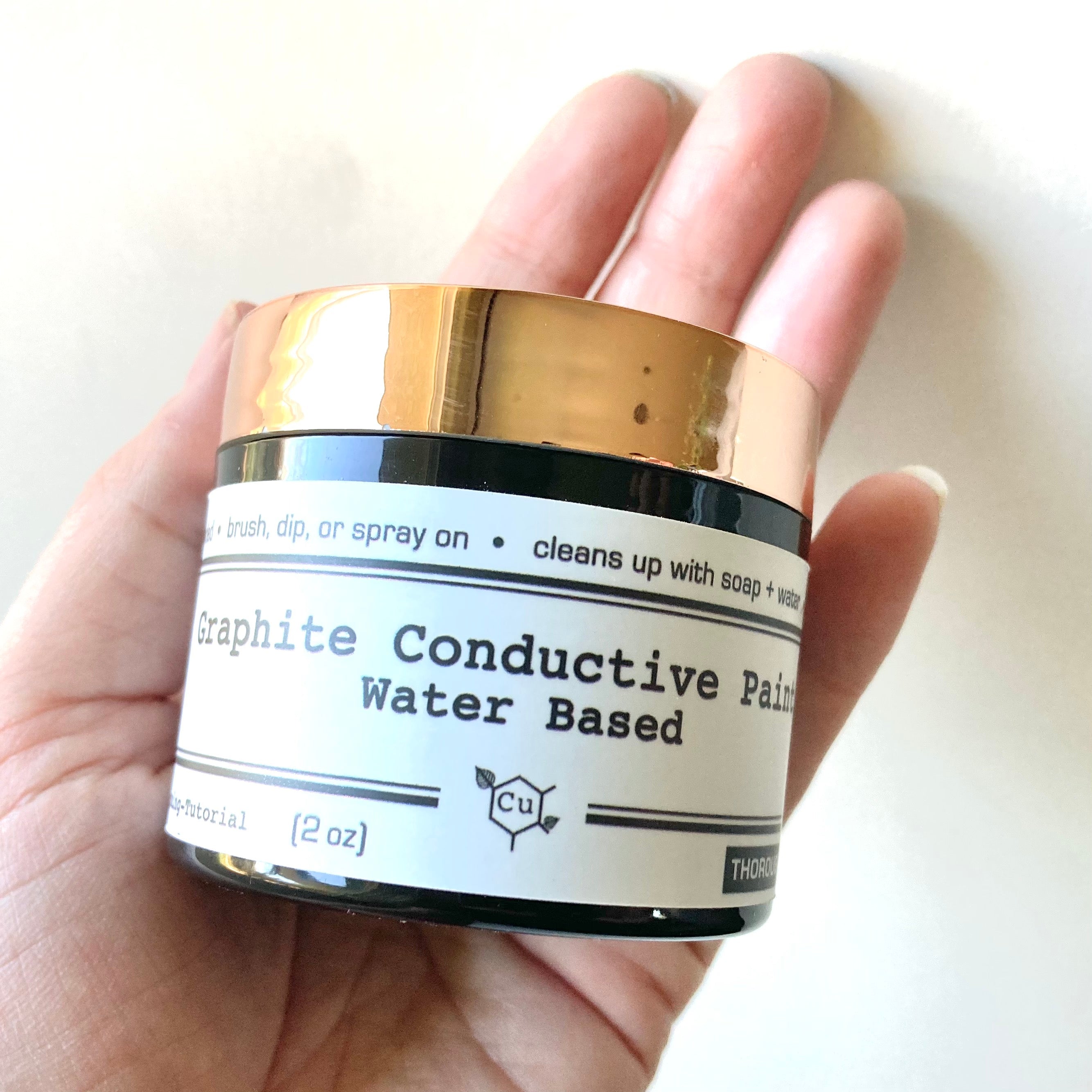Water Base Conductive Paint for Electroforming | 2oz Jar Graphite Conductive Paint for Electroformed Jewelry | Copper Electroforming Supply