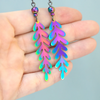 Iridescent Fern Earrings | Rainbow Forest Leaf Charm Earrings | Magic Colorful Ferns