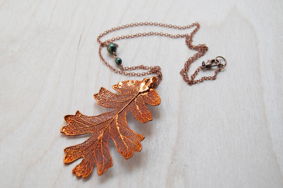 Large Fallen Copper Oak Leaf Necklace | REAL Oak Leaf Pendant | Electroformed | Nature Jewelry - Enchanted Leaves - Nature Jewelry - Unique Handmade Gifts