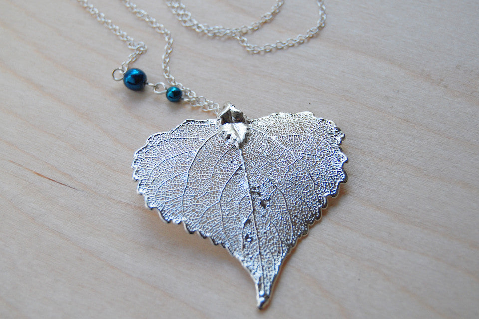Custom Large Silver Cottonwood Leaf Necklace | REAL Cottonwood Leaf Pendant | Silver Electroformed Pendant | Nature Jewelry - Enchanted Leaves - Nature Jewelry - Unique Handmade Gifts