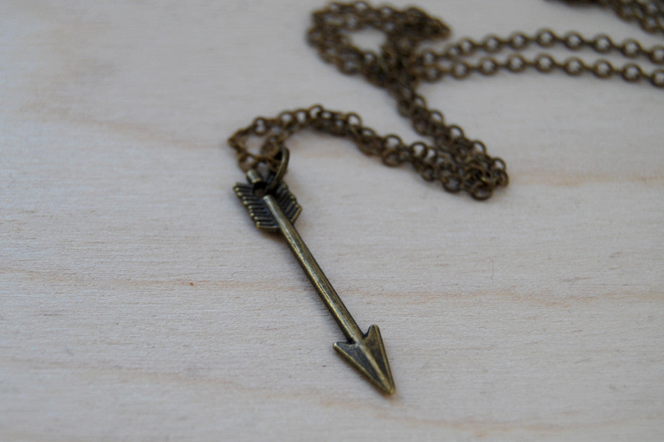 Little Brass Arrow Necklace | Arrow Charm Necklace | Cute Arrow Pendant - Enchanted Leaves - Nature Jewelry - Unique Handmade Gifts