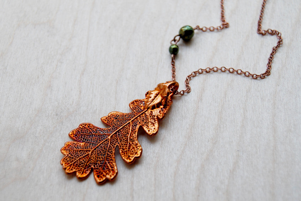 Medium Fallen Copper Oak Leaf Necklace | REAL Maple Leaf Pendant | Electroformed Nature Jewelry - Enchanted Leaves - Nature Jewelry - Unique Handmade Gifts