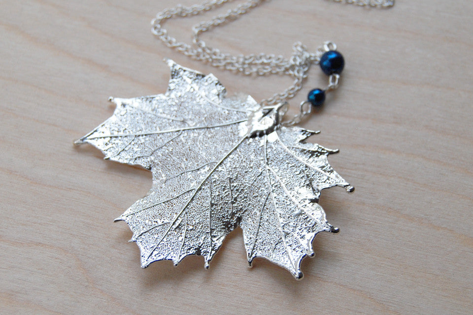 Medium Silver Maple Leaf Necklace | Electroformed Leaf Pendant | Real –  Enchanted Leaves