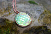 Iridescent Green Mermaid Scale Necklace | Round Mermaid Scales Pendant | Magic Mermaid Jewelry - Enchanted Leaves - Nature Jewelry - Unique Handmade Gifts