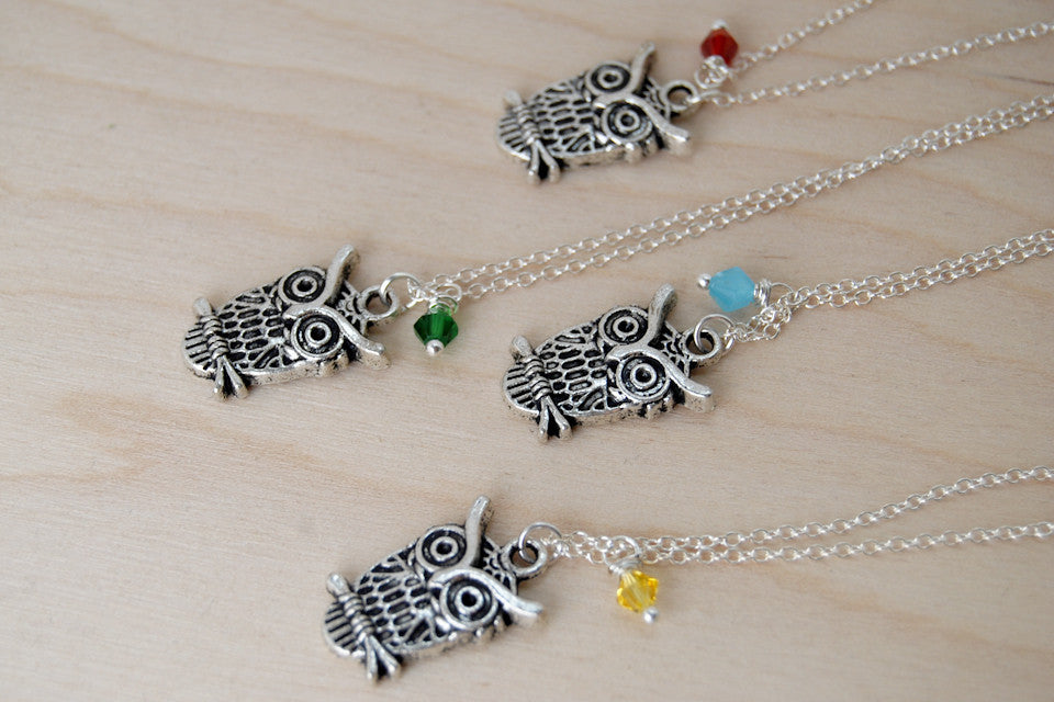 Owl BFF Necklace (Sold Singly) | Silver Owl Charm Necklace | Best Friend Jewelry - Enchanted Leaves - Nature Jewelry - Unique Handmade Gifts