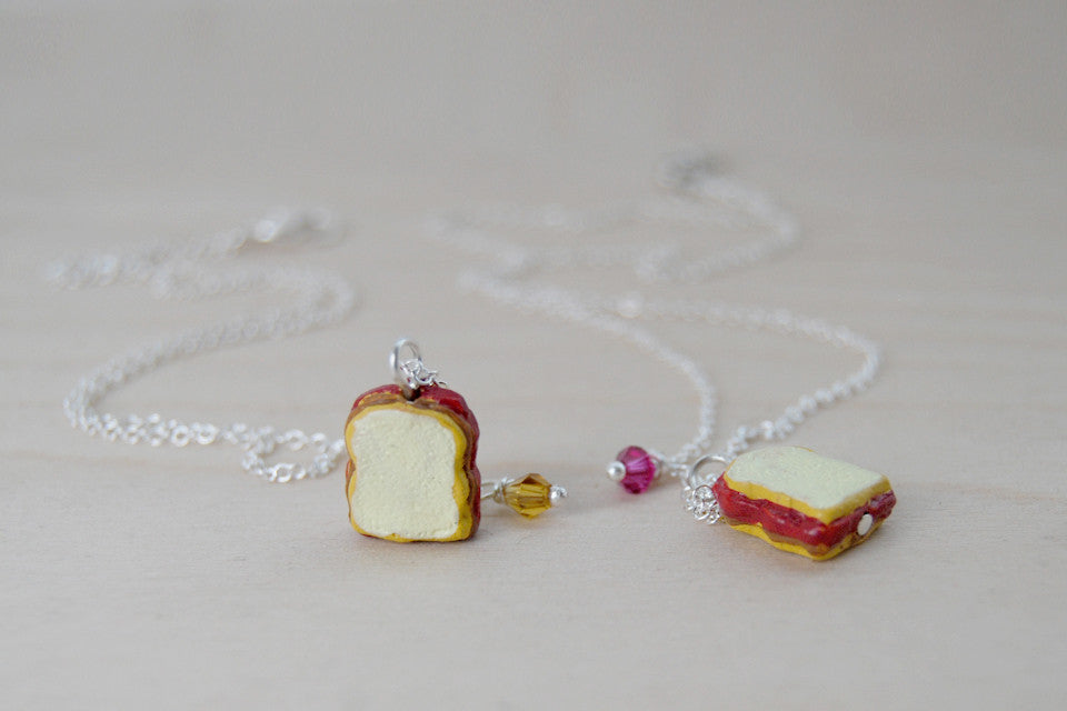 Peanut Butter and Jelly BFF Necklaces -TWO Necklaces- - Enchanted Leaves - Nature Jewelry - Unique Handmade Gifts