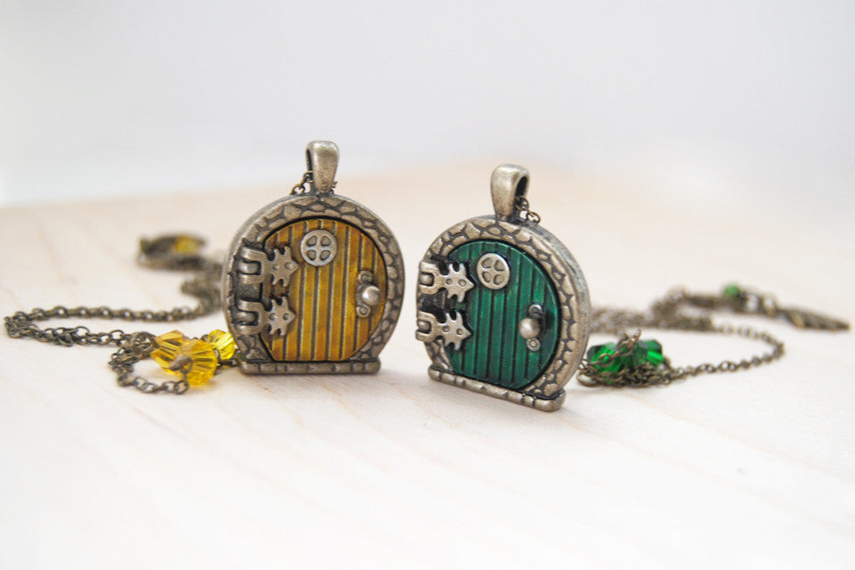 Sam and Frodo BFF Necklaces | Hobbit Door Lockets | Lord of the Rings Necklace | TWO Necklaces - Enchanted Leaves - Nature Jewelry - Unique Handmade Gifts