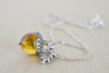 Baltic Amber and Silver Acorn Necklace | Real Amber Necklace | Nature Jewelry | Fall Amber Acorn - Enchanted Leaves - Nature Jewelry - Unique Handmade Gifts
