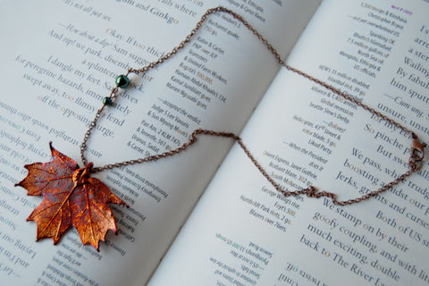Small Fallen Copper Maple Leaf Necklace | REAL Maple Leaf Pendant | Electroformed Nature Jewelry - Enchanted Leaves - Nature Jewelry - Unique Handmade Gifts