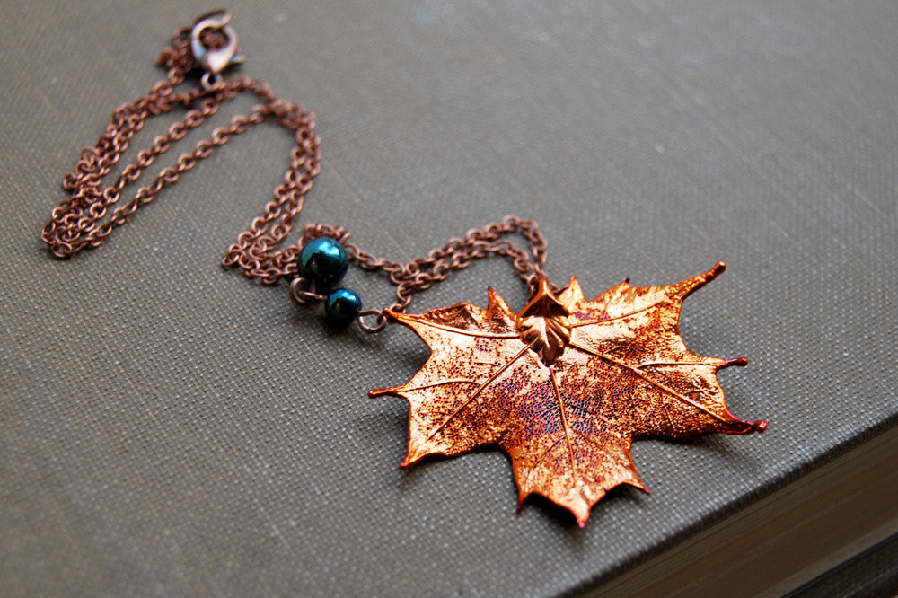 Small Fallen Copper Maple Leaf Necklace | REAL Maple Leaf Pendant | Electroformed Nature Jewelry - Enchanted Leaves - Nature Jewelry - Unique Handmade Gifts
