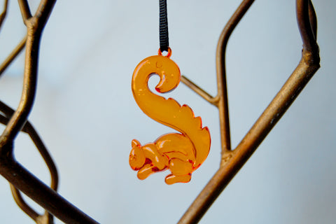Squirrel Ornament | Orange Squirrel | Woodland Forest Squirrel - Enchanted Leaves - Nature Jewelry - Unique Handmade Gifts