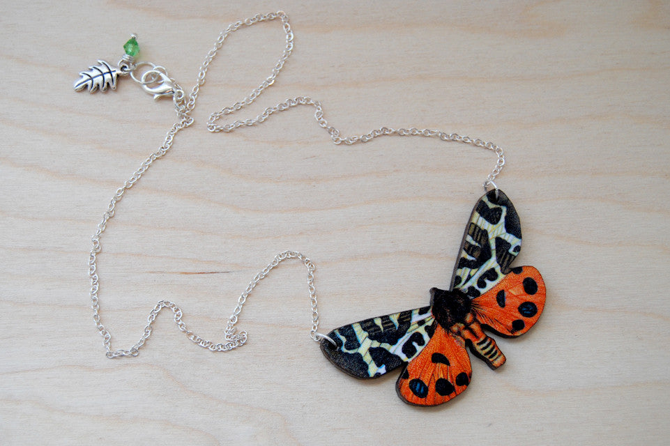 Tiger Moth Necklace - Enchanted Leaves - Nature Jewelry - Unique Handmade Gifts