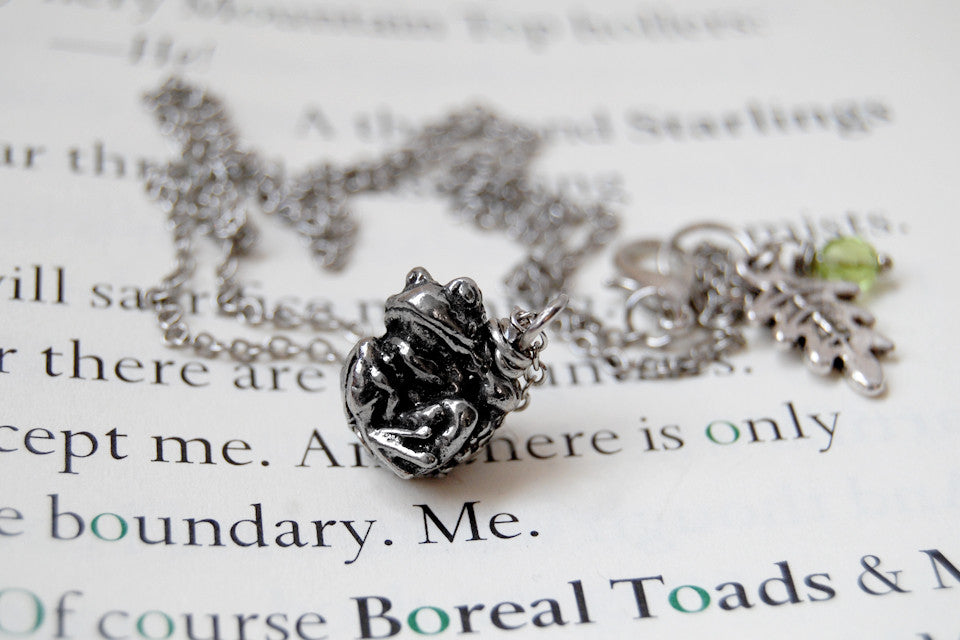 Teeny Tiny Toad Necklace - Enchanted Leaves - Nature Jewelry - Unique Handmade Gifts