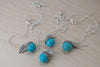 Turquoise and Silver Acorn Necklace - Enchanted Leaves - Nature Jewelry - Unique Handmade Gifts