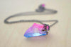 Unicorn Crystal Necklace | Pink and Blue Crystal Necklace | Magical Faerie Quartz Pendant - Enchanted Leaves - Nature Jewelry - Unique Handmade Gifts