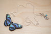 Blue Longwing Butterfly Necklace | Wooden Butterfly Pendant | Woodland Insect Butterfly Art Jewelry - Enchanted Leaves - Nature Jewelry - Unique Handmade Gifts