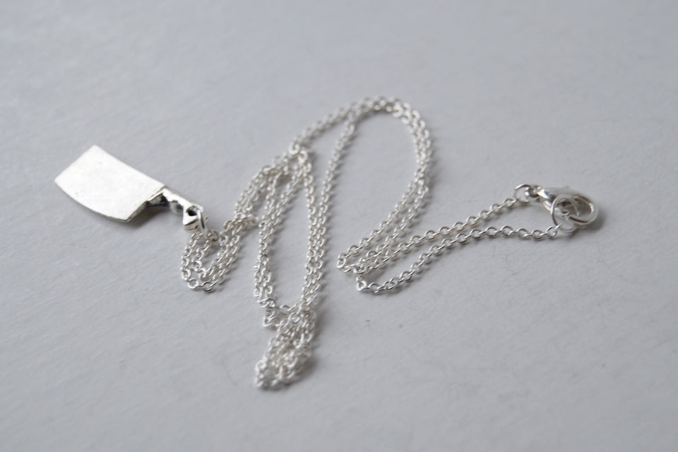 Chef's Cleaver Necklace | Silver Knife Charm Necklace | Cute Cooking Jewelry - Enchanted Leaves - Nature Jewelry - Unique Handmade Gifts
