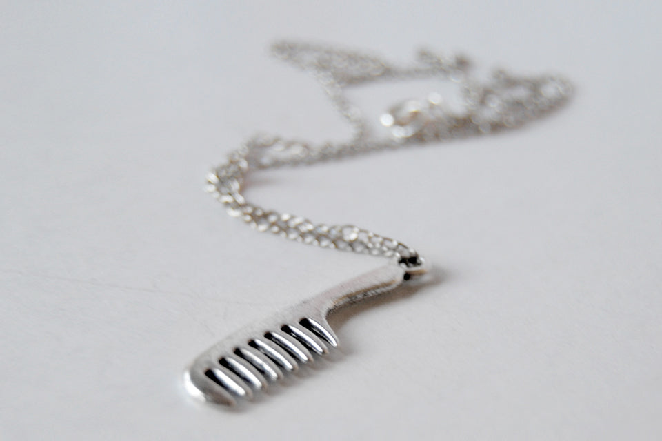Silver Comb Necklace | Comb Charm Necklace | Hair Stylist Jewelry - Enchanted Leaves - Nature Jewelry - Unique Handmade Gifts
