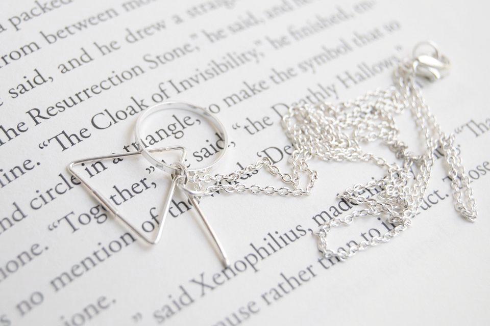 Simple Deathly Hallows Necklace | Harry Potter Necklace | Silver Deathly Hallows Pendant - Enchanted Leaves - Nature Jewelry - Unique Handmade Gifts