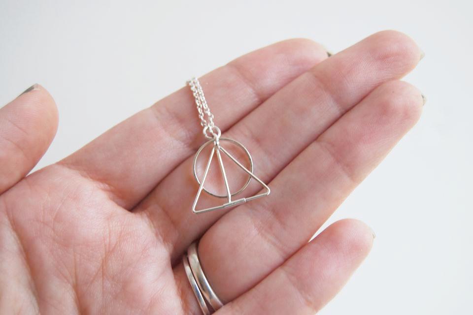 Harry Potter Necklace, Black and Mirror Plastic, Deathly Hallows
