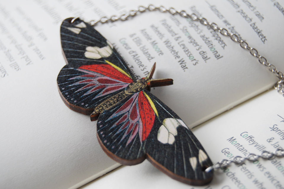 Doris Longwing Butterfly Necklace  | Butterfly Charm Necklace | Woodland Forest Butterfly - Enchanted Leaves - Nature Jewelry - Unique Handmade Gifts