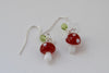 Tiny Glass Mushroom Earrings - Enchanted Leaves - Nature Jewelry - Unique Handmade Gifts