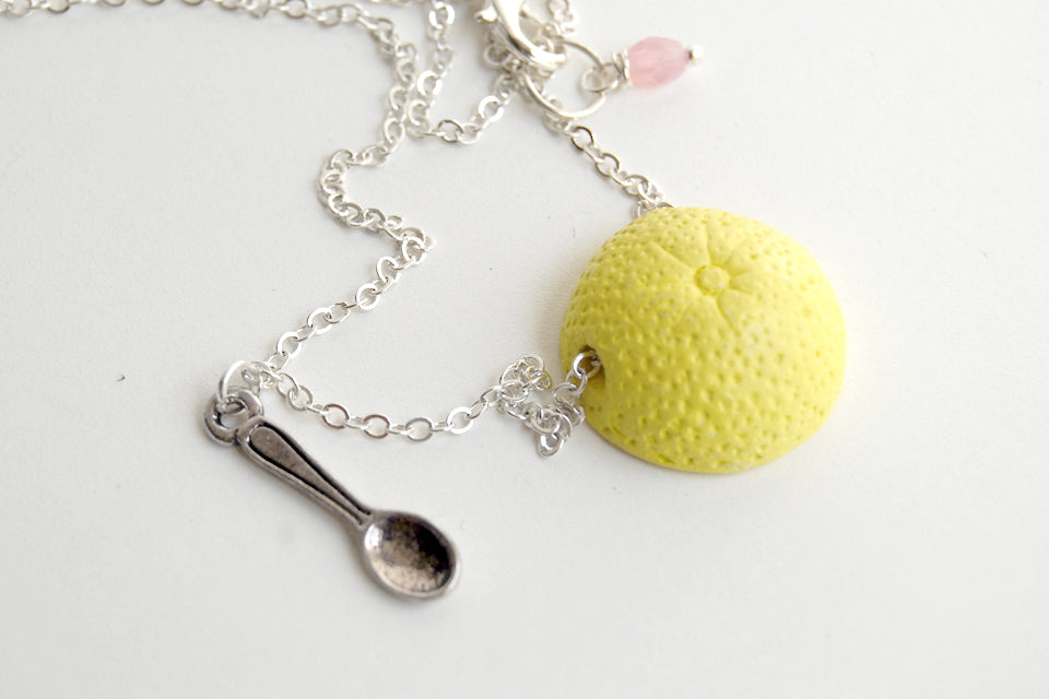 Fresh Grapefruit Necklace | Handmade Grapefruit Charm Jewelry - Enchanted Leaves - Nature Jewelry - Unique Handmade Gifts