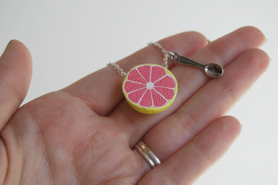 Fresh Grapefruit Necklace | Handmade Grapefruit Charm Jewelry - Enchanted Leaves - Nature Jewelry - Unique Handmade Gifts