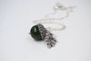 Green Jade and Silver Acorn Necklace | Cute Nature Acorn Charm Necklace | Forest Acorn Necklace | Woodland Gemstone Acorn | Nature Jewelry - Enchanted Leaves - Nature Jewelry - Unique Handmade Gifts