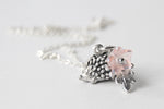 Holly the Hedgehog | Cute Hedgehog Charm Necklace | Silver Hedgehog - Enchanted Leaves - Nature Jewelry - Unique Handmade Gifts
