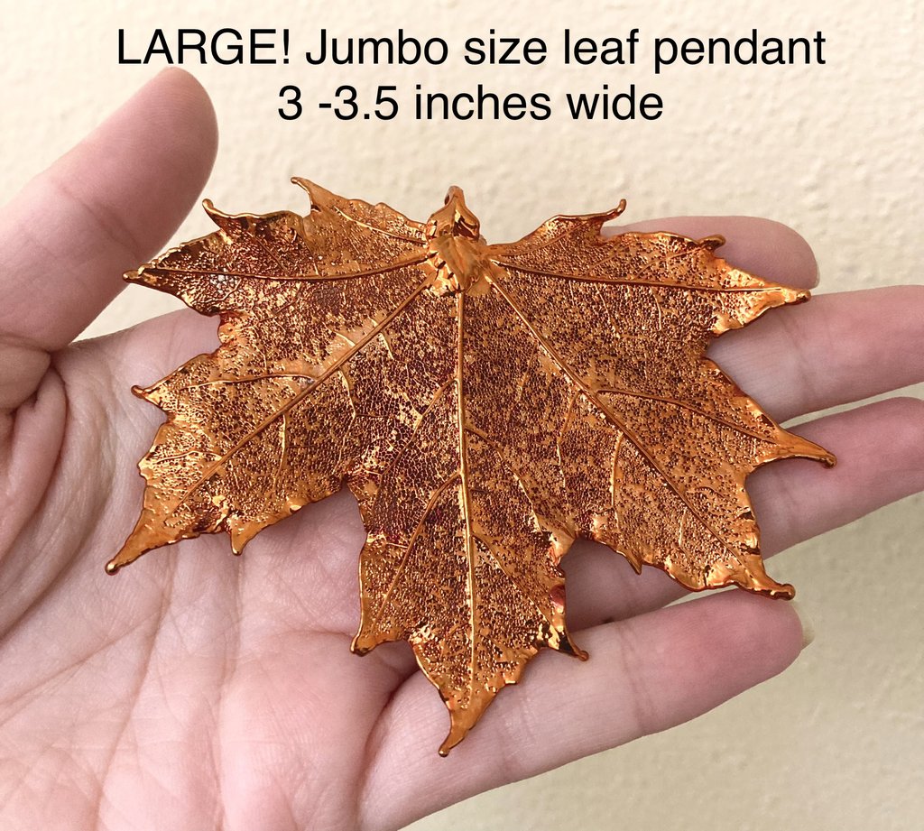 Extra Large Fallen Copper Maple Leaf Necklace | XL REAL Maple Leaf Pendant | Electroformed Fall Nature Jewelry | JUMBO SIZE Statement Necklace